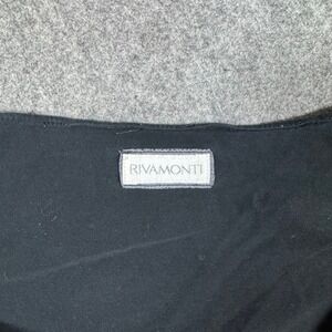 Rivamonti Top Womens S Black Faux Wrap V-Neck Ruched Long Sleeve Jersey Italy